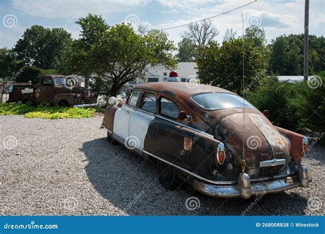Detail of an Old Classic Nash Motors Statesman Super Fastback Airflyte Police Car Outside ...