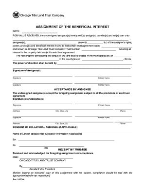 IL Chicago Title Land Trust Company Assignment of the Beneficial ...