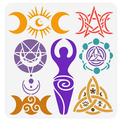 Amazon.com: FINGERINSPIRE Wiccan Witch Symbols Drawing Stencil 11.8x11 ...