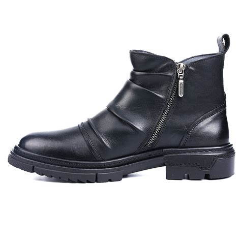 Pierre Cardin Black Biker Boots for Men's Rugged Style