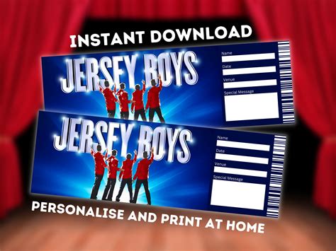 Jersey Boys Theatre Ticket Printable Broadway West End Gift - Etsy