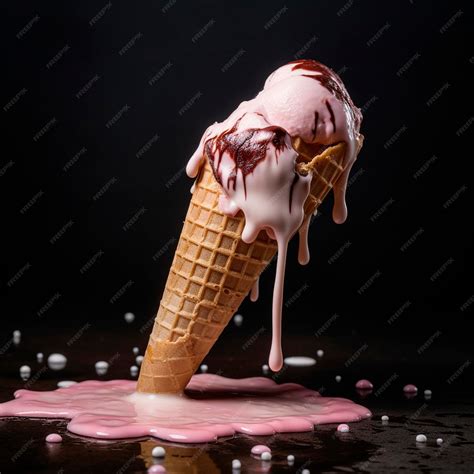 Premium Photo | 3d ice cream cone ice cream dripping from the cone ...