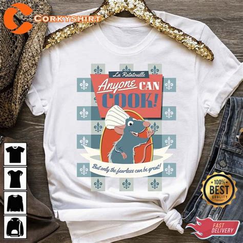 Disney Pixar Ratatouille Remy Anyone Can Cook Poster T-shirt - Walmart.com