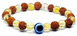 HEALINGGEMS Stone, Crystal, Rudraksha, Citrine, Evil Eye Agate Bracelet ...