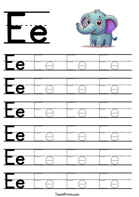 Letter E Tracing Worksheet - Free Printables - 🍎 Teach Prints | Letter ...