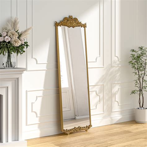 Gold Metal Ornate Full-Length Mirror