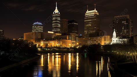 Indianapolis City Skyline At Night Background, Indianapolis Picture ...