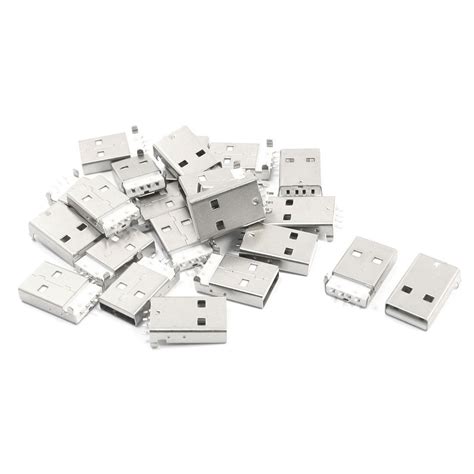 acce & peri® 25Pcs USB Type-A Right Angle 4 Pin Male Jacks PCB SMD Male ...