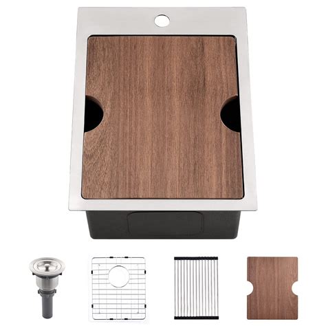 Buy 15 inch Drop In Workstation Bar Sink - Bokaiya 15x20 Top Bar Sink ...