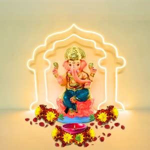 Pereyan Pooja Mandir Backdrop Idol Stand - Pooja Ganesh Chaturthi Laxmi ...