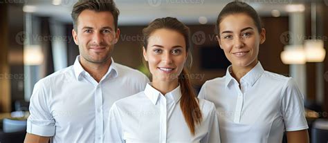 Group of people preparing for business conference in a hotel room ...