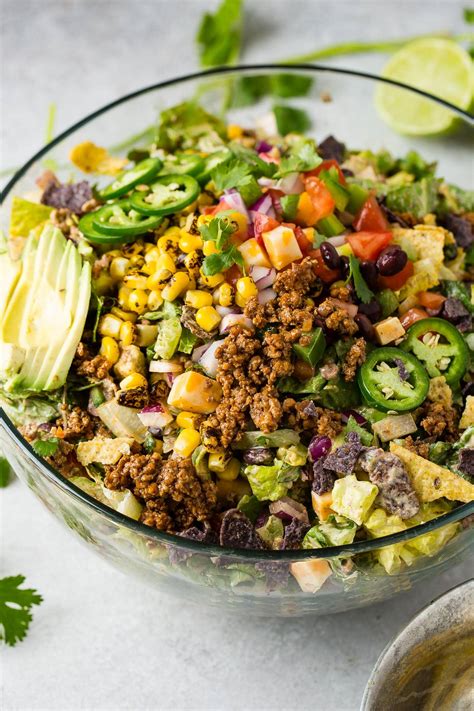 Ground Beef Taco Salad Recipe Taco Salad With Creamy Cilantro Dressing