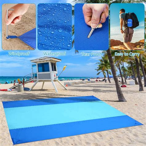 Beach Mat Picnic Blanket Outdoor, Large 210 X 200cm Waterproof ...