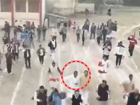 Former minister Hemraj Verma falls during MP Sports Festival in Pilibhit