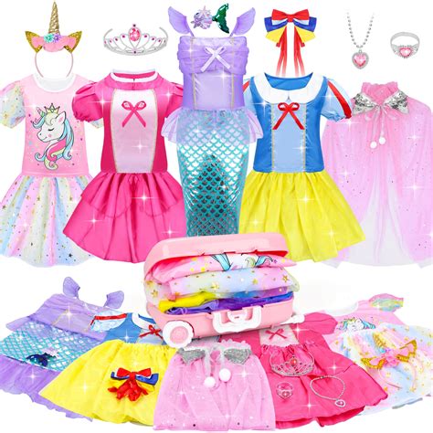 16 Pcs Princess Dress Up Clothes for Little Girl Role Play Costume Gift ...