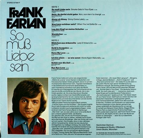 Frank Farian. So muß Liebe sein – Bertelsmann Vinyl Collection