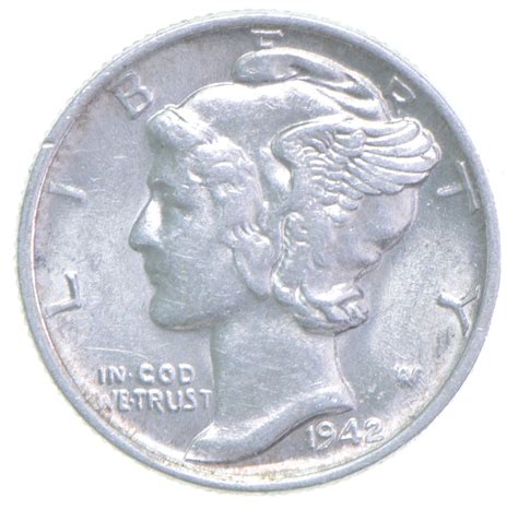 Unc BU MS 1942 US Mercury 90% Silver Dime Coin Collection Lot Set Break ...