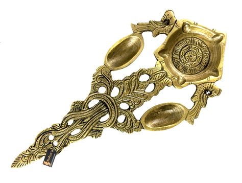 Buy Twin Peacock Design Brass Pooja Spoon Brass Showpiece Online at ...