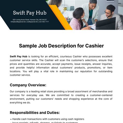 Job Description Template Of Cashier at Jack Belser blog