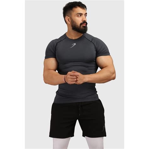 Buy FUAARK Mens Grey Compression Fit Sports and Gym T-Shirt Online