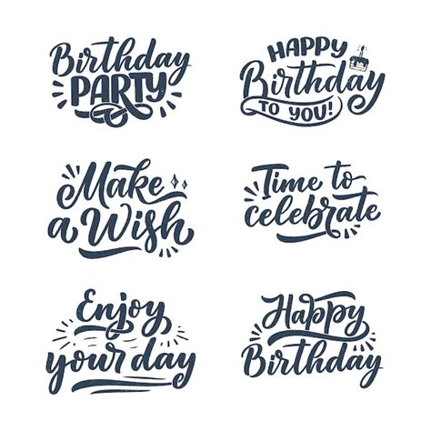 Set mit Schriftzugsslogans für alles Gute zum Geburtstag. | Premium Vektor