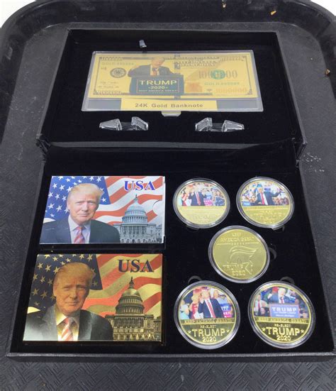 Lot - Donald Trump Gold Banknote, Playing Cards