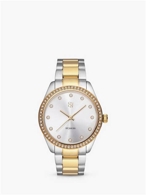 Sif Jakobs Jewellery Valeria Two Tone Zirconia Dial Watch, Gold/Silver