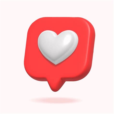 3d heart in speech bubble icon social media icon message love box ...