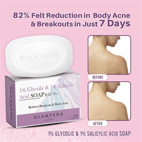 Glamveda 1% ww Glycolic Acid & 1% ww Salicylic Acid Body Acne Soap ...