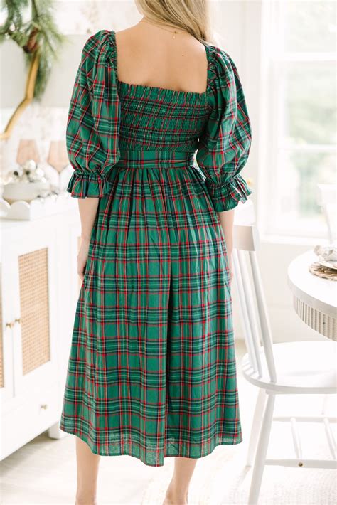 All I Want Green Tartan Plaid Midi Dress – Shop the Mint