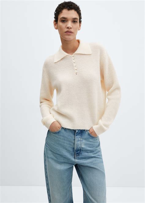 Knitted polo-neck sweater - Women | MANGO USA