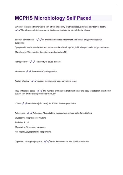 MCPHS Microbiology Self Paced Questions and Answers Latest 2024/2025 ...