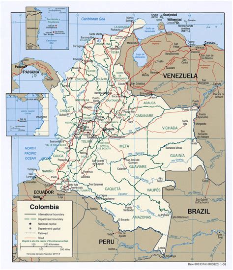 Grande mapa político y administrativo de Colombia con carreteras y principales ciudades - 2008 ...
