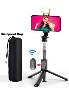 BUFONA Selfie Stick Tripod BT Remote Gimbal with LED Fill Light For ...