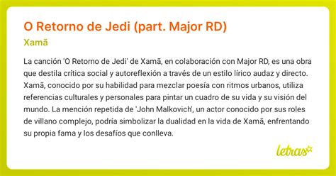 Significado de la canción O Retorno de Jedi (part. Major RD) (Xamã ...