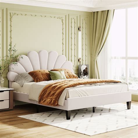 Everly Quinn Feehley Upholstered Platform Bed with Flower Pattern ...