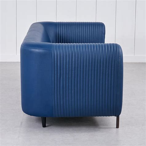 Buy Sapphire Half Leather 3-Seater Sofa with Cushions - Blue from Home ...