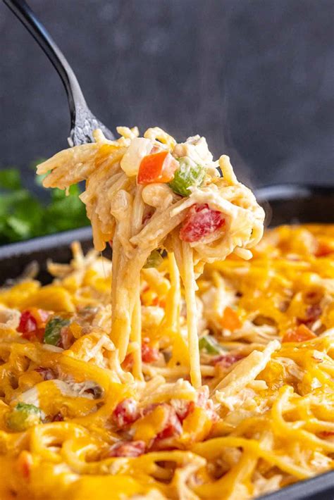 Cheesy Rotel Chicken Spaghetti Recipe