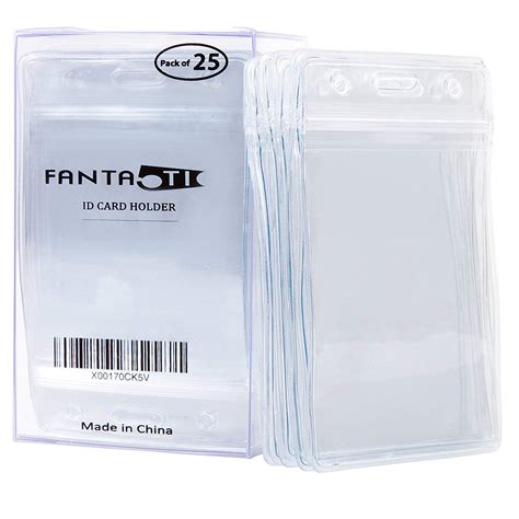 Buy 25 Pcs ID Card Name Badge Holder, Clear Transparent Plastic PVC ...