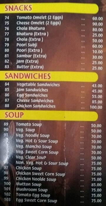 Menu at Indian Coffee House, Raipur, Pt. Ravishankar Shukla University