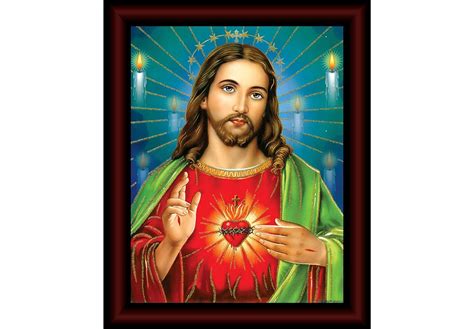 SAF paintings Lord Jesus Sparkle Framed Acrylic Glass Painting 14 inch ...