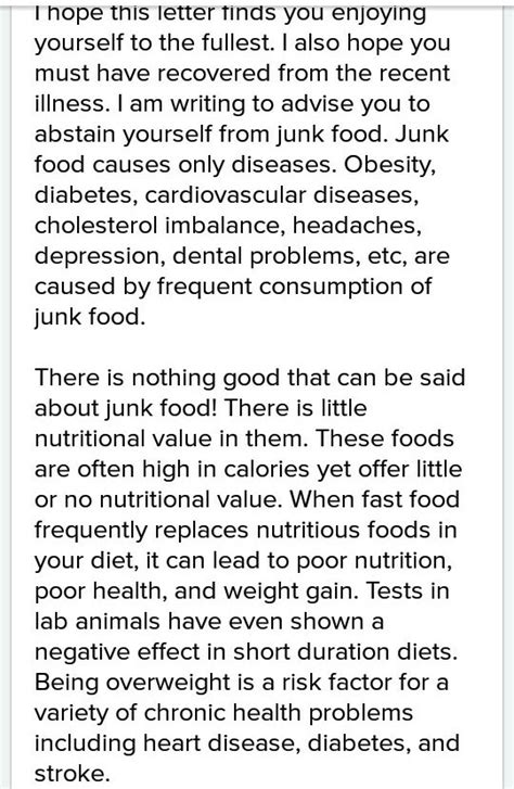 write an email to a friend about how and why you decided to avoid junk ...