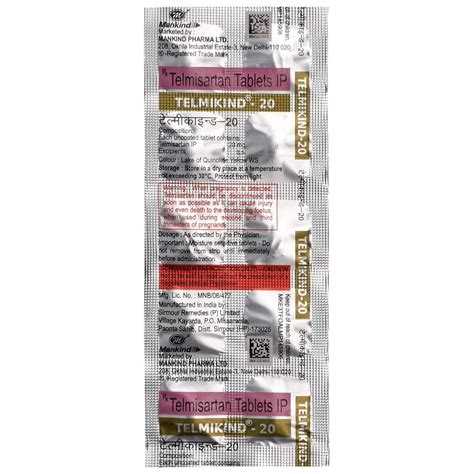 Telmikind-20 - Strip of 10 Tablets : Amazon.in: Fashion
