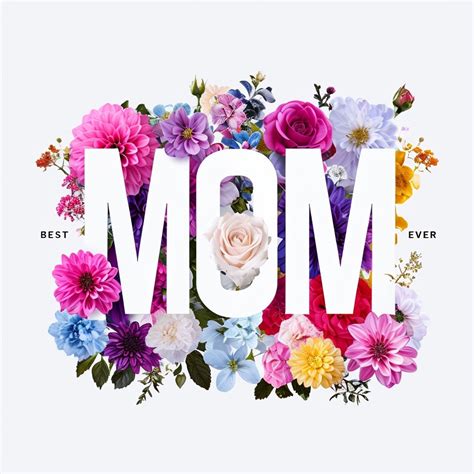 Vibrant Floral 'MOM' Illustration for Mother's Day Card Design - Playground