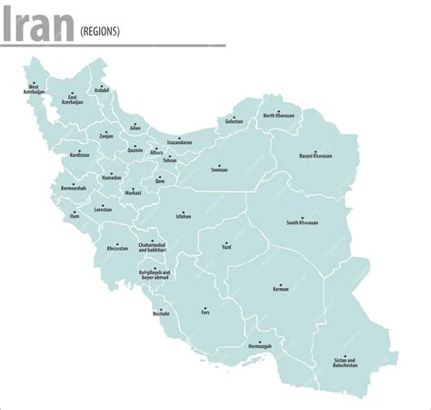 Premium Vector | Iran map illustration vector detailed iran map with regions names
