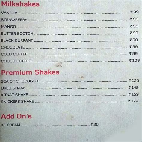 Menu at Cheeze N Freeze, Chennai, No. 27