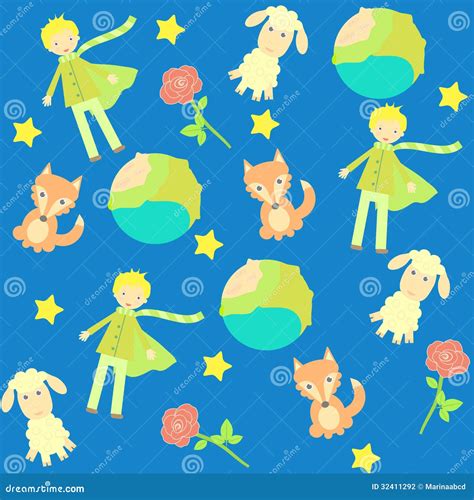Background with the Little Prince Characters Stock Vector ...