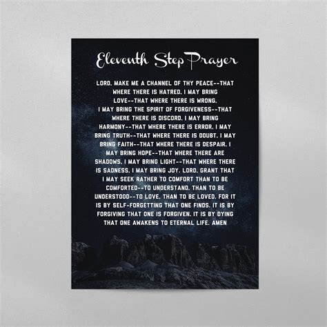 11th Step Prayer Poster - Addiction Recovery Wall Art Prints ...