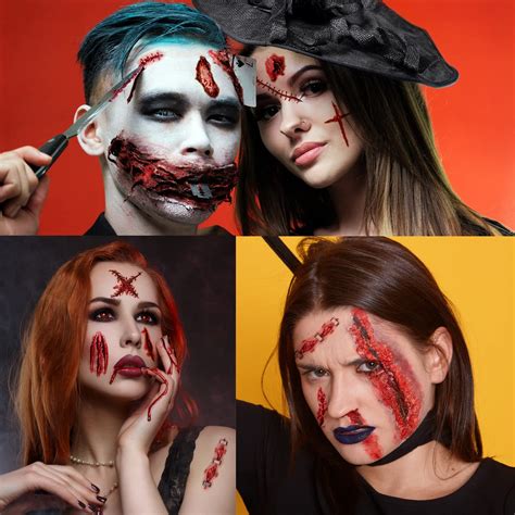 JUKUPOA 20 Sheets Halloween Fake Scars Temporary Tattoos 3D India | Ubuy