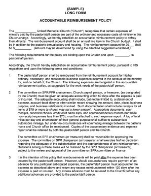 (Sample) Long Form Accountable Reimbursement Policy - Fill and Sign ...